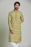 Buy_Arihant Rai Sinha_Green Viscose, Polyester Foliage Print Kurta Set_Online_at_Aza_Fashions
