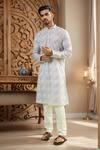 Buy_Arihant Rai Sinha_Multi Color Viscose, Cotton Embroidery Chikankari Kurta Set _at_Aza_Fashions