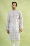Shop_Arihant Rai Sinha_Multi Color Viscose Embroidery Chikankari Gradient Printed Kurta _Online_at_Aza_Fashions