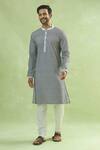 Buy_Arihant Rai Sinha_Black Viscose, Silk Embroidery And White Thread Kurta_Online_at_Aza_Fashions