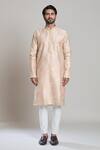 Arihant Rai Sinha_Peach Viscose, Polyester Mughal Geometric Printed Kurta And Pant Set_at_Aza_Fashions