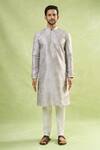 Arihant Rai Sinha Gray Viscose, Polyester Embroidery Mughal Geometric Print Kurta And Pant Set at Aza Fashions Arihant Rai Sinha_Gray Viscose, Polyester Embroidery Mughal Geometric Print Kurta And Pant Set _at_Aza_Fashions