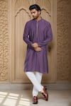 Buy_Arihant Rai Sinha_Purple Viscose, Polyester Mirrors Embroidered Kurta And Pant Set _at_Aza_Fashions