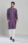 Arihant Rai Sinha_Purple Viscose, Polyester Mirrors Embroidered Kurta And Pant Set _at_Aza_Fashions