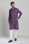 Shop Arihant Rai Sinha Purple Viscose, Silk Mirrors Embroidered Placket Kurta Online at Aza Fashions Shop_Arihant Rai Sinha_Purple Viscose, Silk Mirrors Embroidered Placket Kurta _Online_at_Aza_Fashions