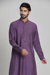 Buy Arihant Rai Sinha Purple Viscose, Silk Mirrors Embroidered Placket Kurta Buy_Arihant Rai Sinha_Purple Viscose, Silk Mirrors Embroidered Placket Kurta