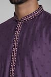 Shop Arihant Rai Sinha Purple Viscose, Silk Mirrors Embroidered Placket Kurta Shop_Arihant Rai Sinha_Purple Viscose, Silk Mirrors Embroidered Placket Kurta