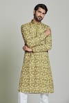 Buy_Arihant Rai Sinha_Green Viscose Sequins Leaf Print Kurta