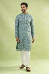 Buy_Arihant Rai Sinha_Green Viscose Sequins Floral Print Embroidered Kurta