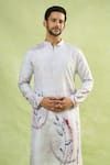 Shop Arihant Rai Sinha Cream Viscose Floral Print Kurta Online at Aza Fashions Shop_Arihant Rai Sinha_Cream Viscose Floral Print Kurta_Online_at_Aza_Fashions