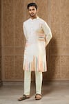 Buy Arihant Rai Sinha Cream Viscose, Cotton Abstract Stripe Print Kurta And Pant Set at Aza Fashions Buy_Arihant Rai Sinha_Cream Viscose, Cotton Abstract Stripe Print Kurta And Pant Set_at_Aza_Fashions