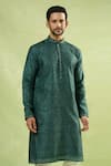 Shop_Arihant Rai Sinha_Green Viscose Embroidery Floklore Bloom Pattern Straight Kurta _Online_at_Aza_Fashions