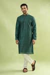 Arihant Rai Sinha_Green Viscose Embroidery Floklore Bloom Pattern Straight Kurta _at_Aza_Fashions