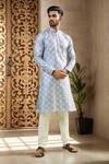 Buy_Arihant Rai Sinha_Gray Viscose, Polyester Sequins Geometric Embroidered Kurta Set_at_Aza_Fashions