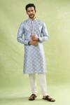 Shop_Arihant Rai Sinha_Gray Viscose, Polyester Sequins Geometric Embroidered Kurta Set