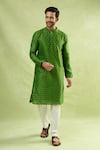 Arihant Rai Sinha_Green Cotton Abstract Print Kurta Set _at_Aza_Fashions