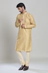 Buy_Arihant Rai Sinha_Gold Viscose, Polyester Woven Stripe Kurta Set _Online_at_Aza_Fashions