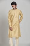 Shop_Arihant Rai Sinha_Gold Viscose, Polyester Woven Stripe Kurta Set _Online_at_Aza_Fashions