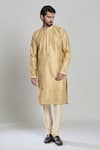 Buy_Arihant Rai Sinha_Gold Viscose, Polyester Woven Stripe Kurta Set 