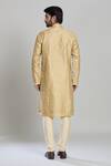 Shop_Arihant Rai Sinha_Gold Viscose Stripe Motif Woven Kurta _at_Aza_Fashions