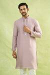 Arihant Rai Sinha_Purple Cotton, Linen Mirrors, Embroidery And Thread Kurta_at_Aza_Fashions