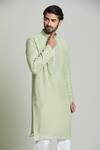 Buy Arihant Rai Sinha Green Cotton, Linen Mirrors, Embroidery Geometric Kurta Online at Aza Fashions Buy_Arihant Rai Sinha_Green Cotton, Linen Mirrors, Embroidery Geometric Kurta_Online_at_Aza_Fashions