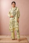 Buy Paulmi And Harsh Beige Cotton Tassels Mandarin Collar Flower Printed Kurta Pant Set at Aza Fashions Buy_Paulmi And Harsh_Beige Cotton Tassels Mandarin Collar Flower Printed Kurta Pant Set_at_Aza_Fashions