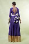 Shop_Naintara Bajaj_Purple Cotton, Organza Gota Patti Square Neck Lace Embroidered Lehenga Set _at_Aza_Fashions
