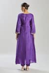 Shop_Samyukta Singhania_Purple Kurta And Pant Upada Silk Hand Embroidery Floral V Neck Zari Set _at_Aza_Fashions