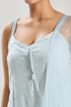Shop_Samyukta Singhania_Gray Organza, Silk Sequins, Embroidery V-neck Floral Kurta Set _Online_at_Aza_Fashions