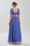 Shop_Samyukta Singhania_Blue Georgette Lace V-neck Embellished Leheriya Lehenga Set _at_Aza_Fashions