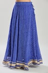 Buy_Samyukta Singhania_Blue Georgette Lace V-neck Embellished Leheriya Lehenga Set 