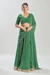Naintara Bajaj_Green Georgette Lace V-neck Embellished Lehenga Set _at_Aza_Fashions