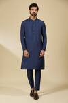 Shop_EWOKE_Blue Tencel Embroidery Floral Kurta Set _Online_at_Aza_Fashions