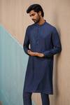 Shop_EWOKE_Blue Tencel Embroidery Floral Kurta Set 