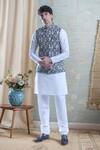 Buy Arihant Rai Sinha Black Silk, Cotton Foil Printing Printed Bandi And Kurta Set at Aza Fashions Buy_Arihant Rai Sinha_Black Silk, Cotton Foil Printing Printed Bandi And Kurta Set _at_Aza_Fashions