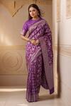 Shop_Samyukta Singhania_Purple Georgette Embroidery Woven Floral Vine Handloom Saree_at_Aza_Fashions