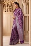 Shop_Samyukta Singhania_Purple Georgette Embroidery Woven Floral Vine Handloom Saree_Online_at_Aza_Fashions