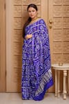 Buy_Samyukta Singhania_Blue Silk Bows, Zari Bandhani Gharchola Saree_at_Aza_Fashions