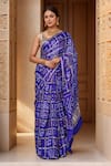 Shop_Samyukta Singhania_Blue Silk Bows, Zari Bandhani Gharchola Saree_Online_at_Aza_Fashions