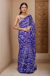 Samyukta Singhania_Blue Silk Bows, Zari Bandhani Gharchola Saree_at_Aza_Fashions