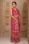 Buy_Samyukta Singhania_Red Silk Zari Round Neck Geometric Gharchola Saree Set_Online_at_Aza_Fashions