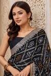 Buy_Samyukta Singhania_Black Silk Gota Patti, Embroidery Bandhani Checkered Gharchola Saree_Online_at_Aza_Fashions