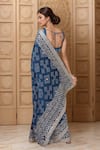 Shop_Samyukta Singhania_Blue Silk Gota Patti, Embroidery Geometric Bandhani Saree And Unstitched Blouse _at_Aza_Fashions