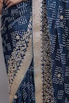 Buy_Samyukta Singhania_Blue Silk Gota Patti, Embroidery Geometric Bandhani Saree And Unstitched Blouse _Online_at_Aza_Fashions