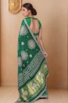 Shop_Samyukta Singhania_Green Silk Gota Patti Floral Work Saree And Unstitched Blouse Piece_at_Aza_Fashions
