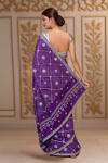 Shop_Samyukta Singhania_Purple Silk Gota Patti, Embroidery Round Neck Bandhani Work Saree_at_Aza_Fashions