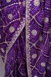 Samyukta Singhania_Purple Silk Gota Patti, Embroidery Round Neck Bandhani Work Saree_Online_at_Aza_Fashions