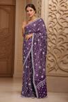 Buy_Samyukta Singhania_Purple Silk Gota Patti, Embroidery Work Bandhani Saree With Blouse Piece_at_Aza_Fashions