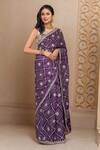 Shop_Samyukta Singhania_Purple Silk Gota Patti, Embroidery Work Bandhani Saree With Blouse Piece_Online_at_Aza_Fashions